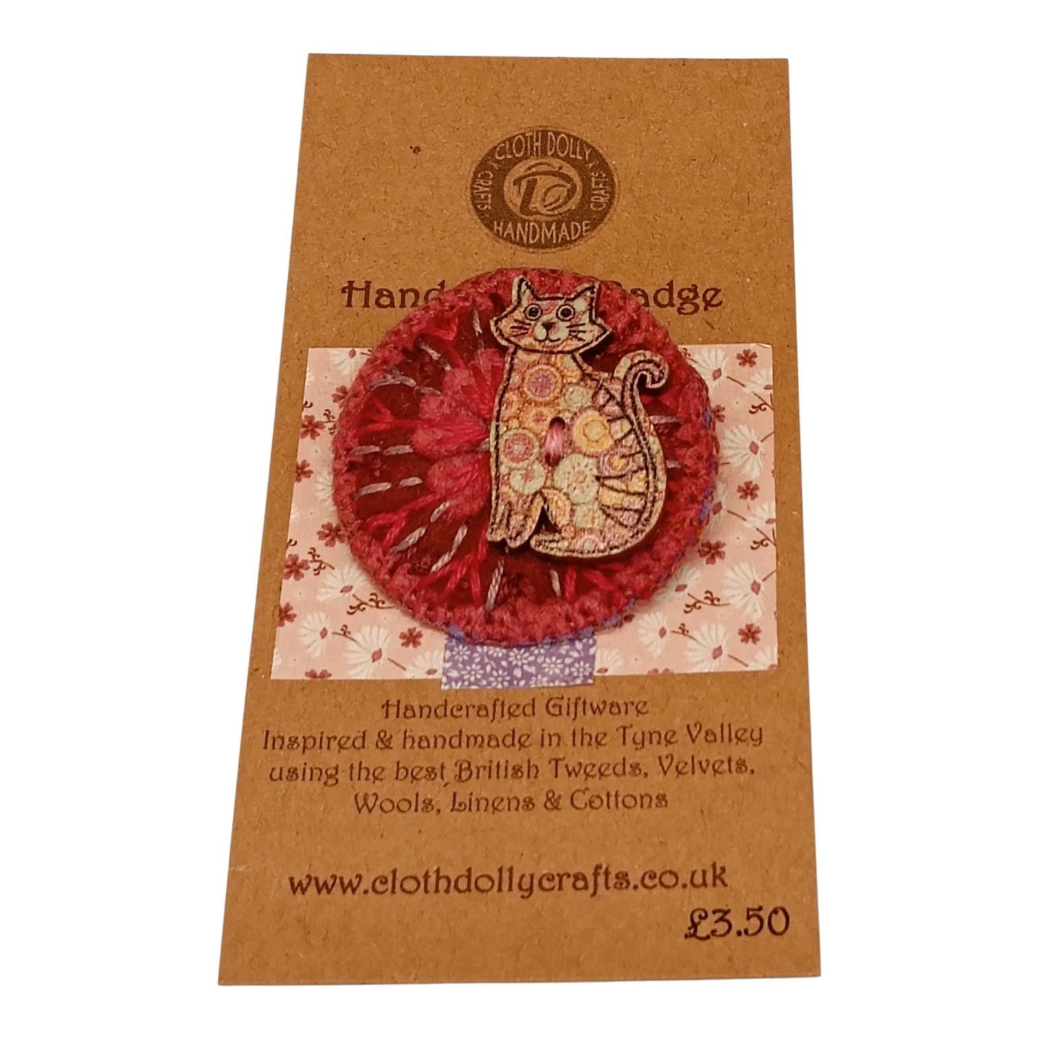 hand embroidered round cat badge cloth dolly crafts