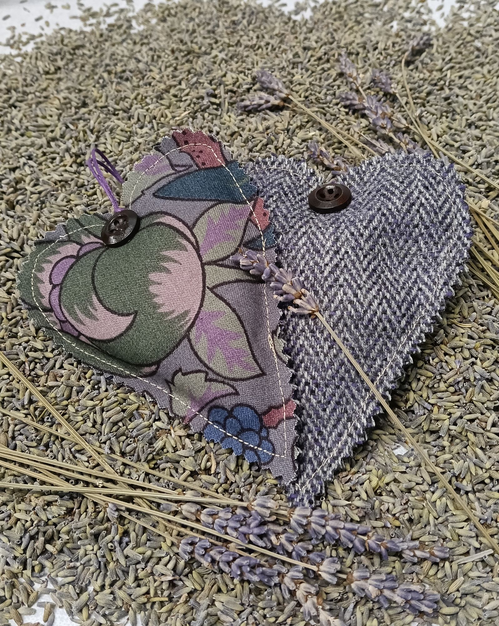 lavender heart duo liberty  blackberry fabric cloth dolly crafts