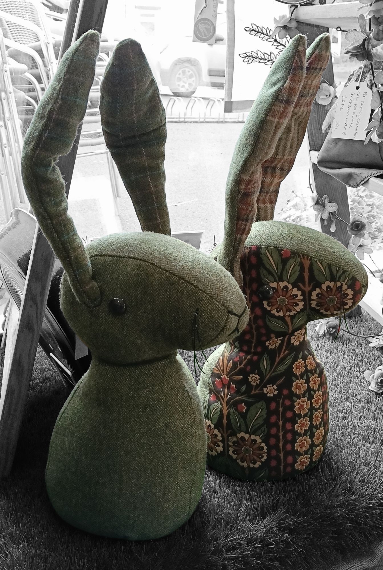 large hare doorstops green cloth dolly crafts