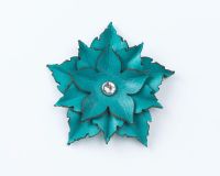 Leather Flower brooch in Purple, Red or Turquoise