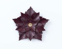 Leather Flower Brooch in Burgundy, Beige or Brown