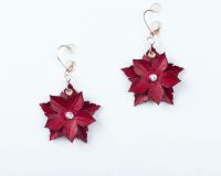 Leather Flower Earrings in Red, Turquoise or Purple