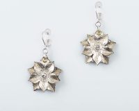 Leather Flower Earrings in Gold or Silver