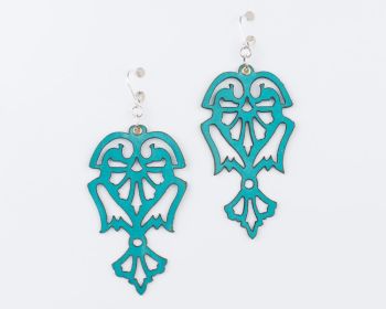 Laser cut leather earrings "Angels" in Turquoise,Red,Black and White