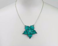 Leather Flower Necklace in Turquoise, White or Cream