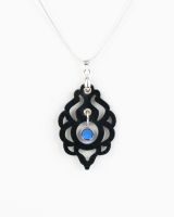 Black Leather Pendant With Glass Birthstone Crystal   