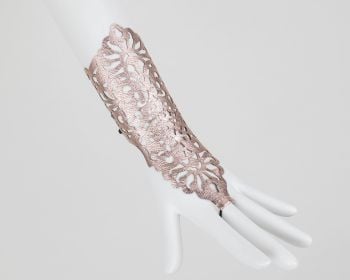 Leather Gauntlet • Fingerless Glove • Metallic Colours • Short Length • "Victoriana" Design 