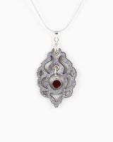 Silver Leather Pendant With Birthstone Glass Crystal