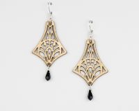 Leather Earrings With Crystal in Metallic Colours 