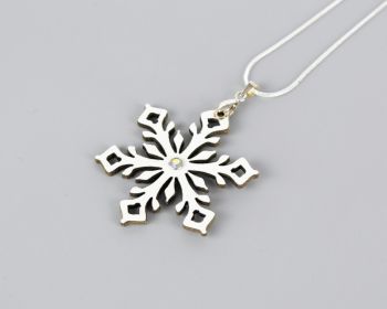 Snowflake Leather Pendant with Crystal Bead