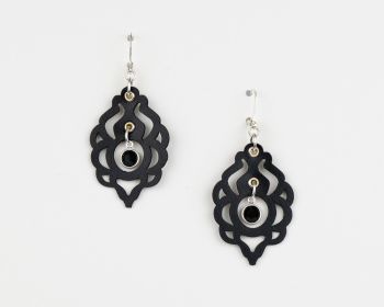 Leather Earrings With Black Crystal