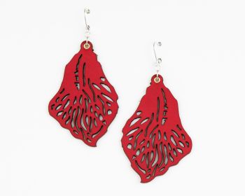 Leather Earrings "Sarah" Design in Red and Turquoise 
