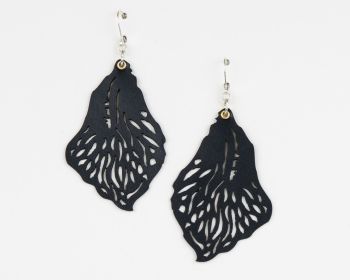 Black Leather Earrings "Sarah" Design