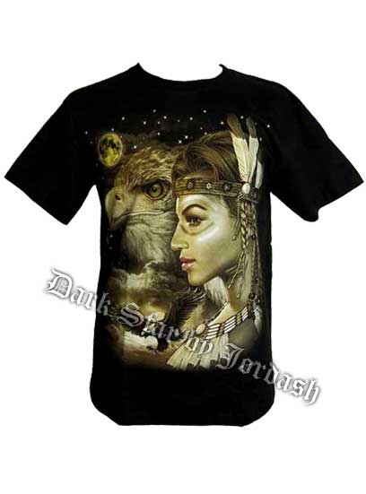T-Shirt Featuring Indian Lady With Eagles M