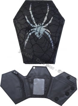 Dark Star coffin shaped wallet with cobweb net and spider underneath Black DS/BG/523