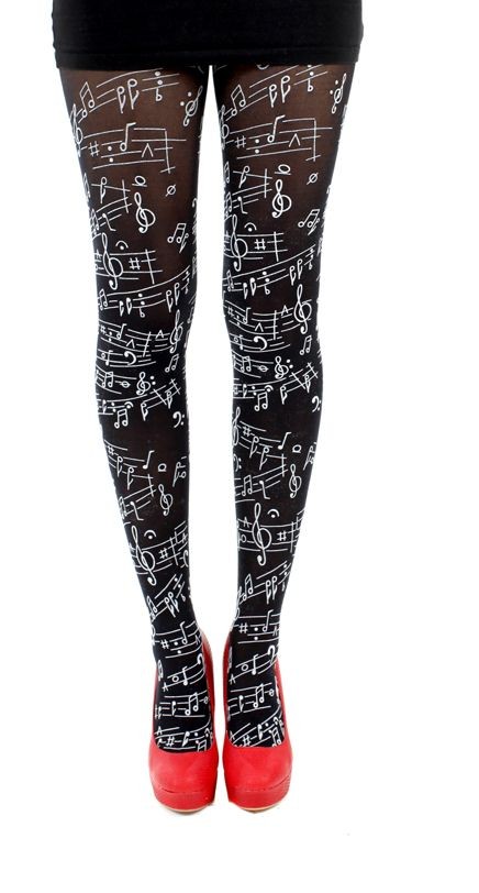 Flocked Musical note tights