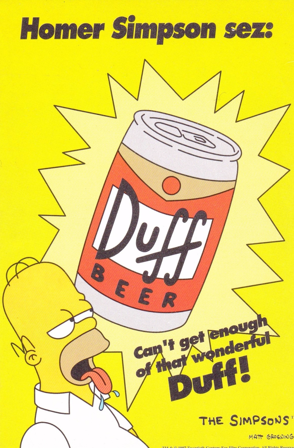 The Simpsons  Homer Simpson Sez: Duff Beer   Postcard