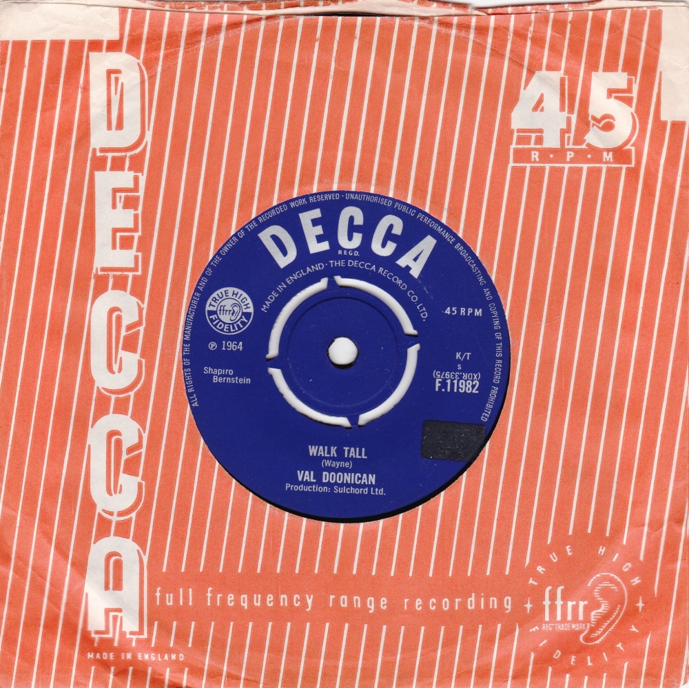 Val Doonican         Walk Tall      1964 Vinyl 7