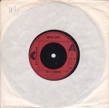 Bryan Ferry      This Is Tomorrow      1977 Vinyl 7" Single    Pre-Used