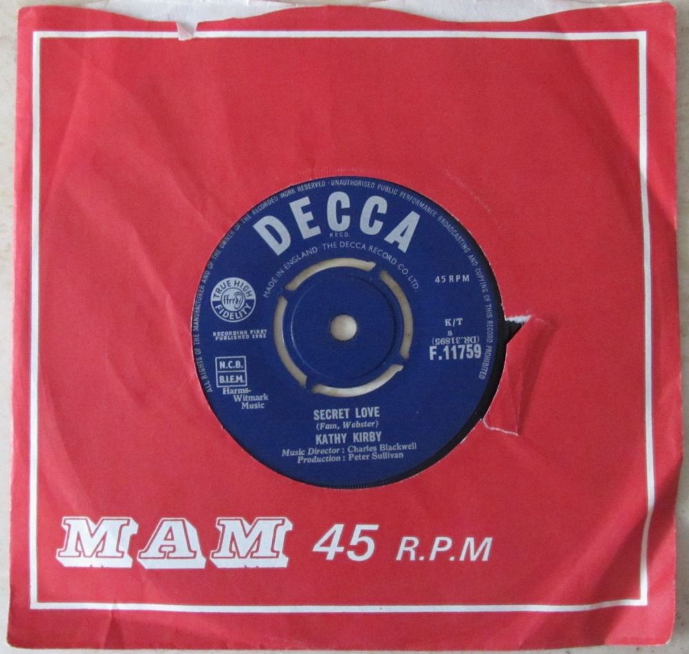 Kathy Kirby Secret Love 1963 Decca 7