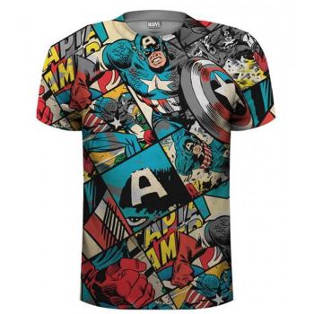 Marvel Comics Unisex Tee: Captain America Comic Strip (Sublimated) (XX-Large Only) 