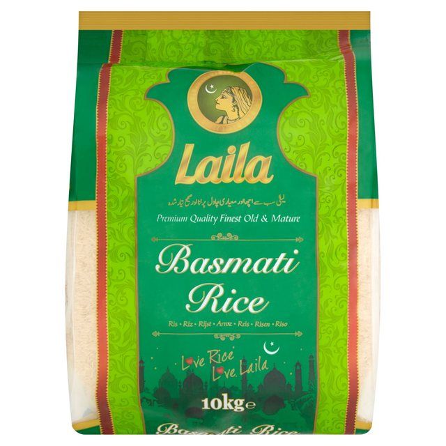 Laila Basmati Rice 10kg Bag Asian Rice Cooking Vegetarian Indian Pakistani Rice Food