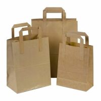 Brown Paper Bags with Handles Size S/ M/ L/ Takeaway Food Bags Kraft SOS Bags