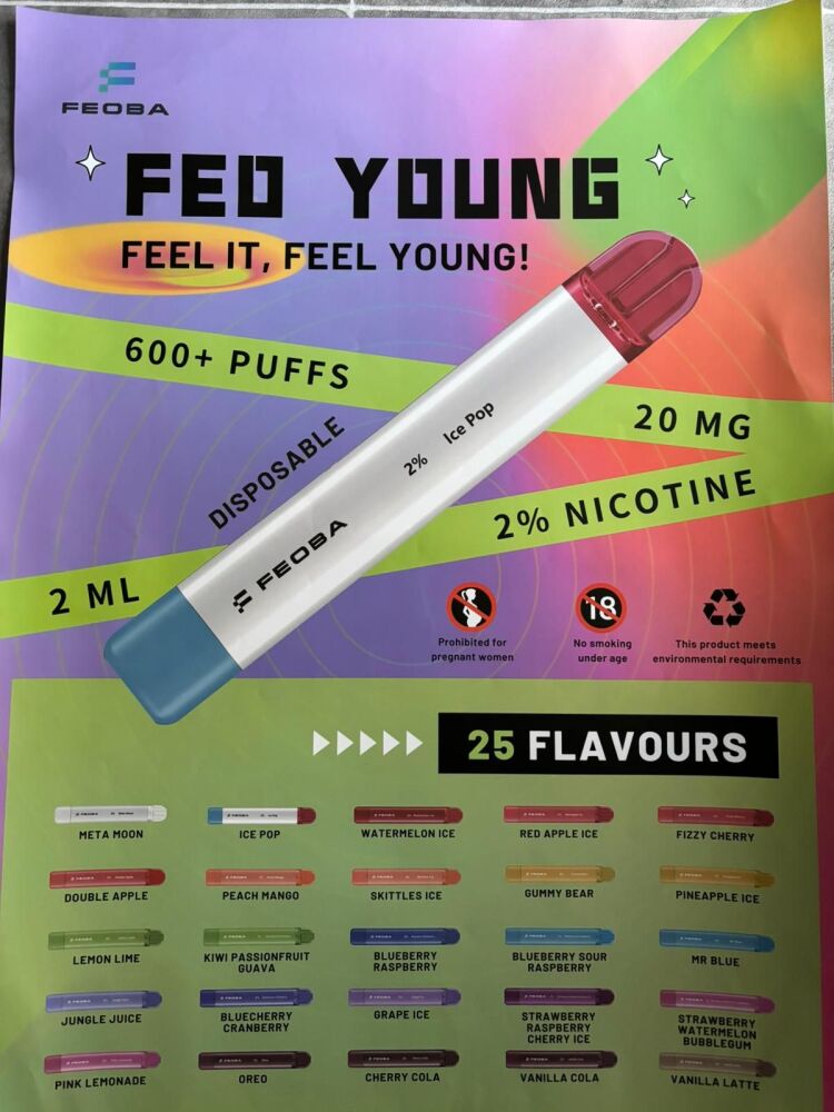 Feoba Feo Young 600 Disposable LIKE ELUX MINI 20MG 2ML UK BOX OF 10 Disposa