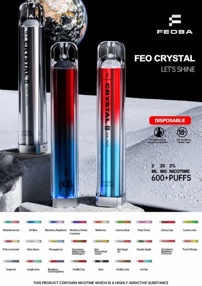 Feoba Feo Cyristel  600 Disposable vape kit LIKE ELUX MINI 20MG 2ML UK BOX 