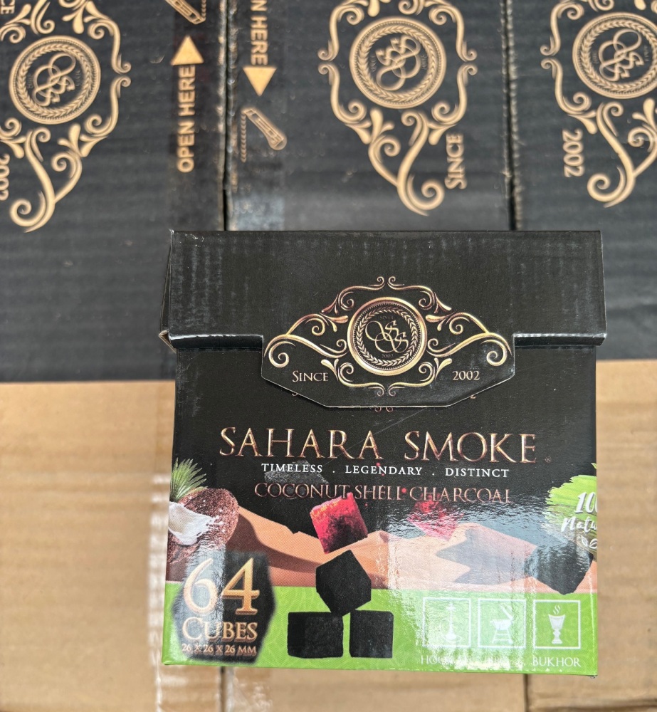 CHARCOAL SAHARA COCONUT SHELL 3 Box of 64 Cubes original charcoal for shisha 64 x 3 box