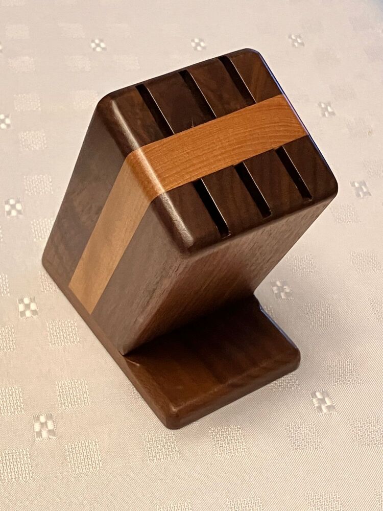 Steak Knife Block- Canadian Maple & Walnut Striped