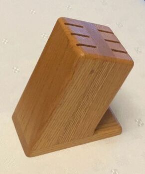 Steak Knife Block-Canadian Oak slant