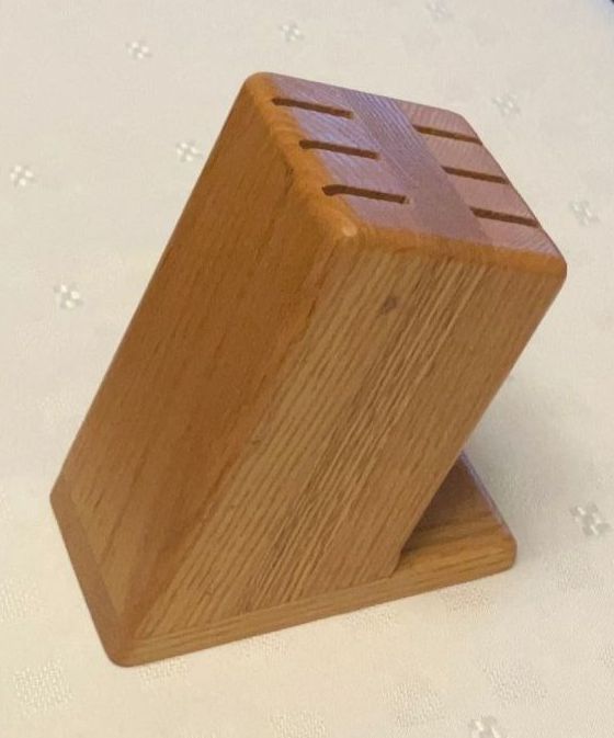 Steak Knife Block-Canadian Oak slant