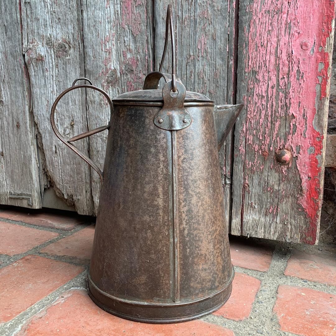 Vintage Metal Lidded Jug with Handle