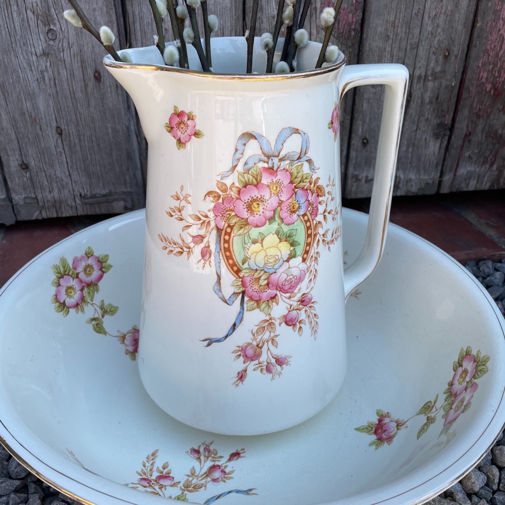 Beautiful Large Pitcher and Bowl