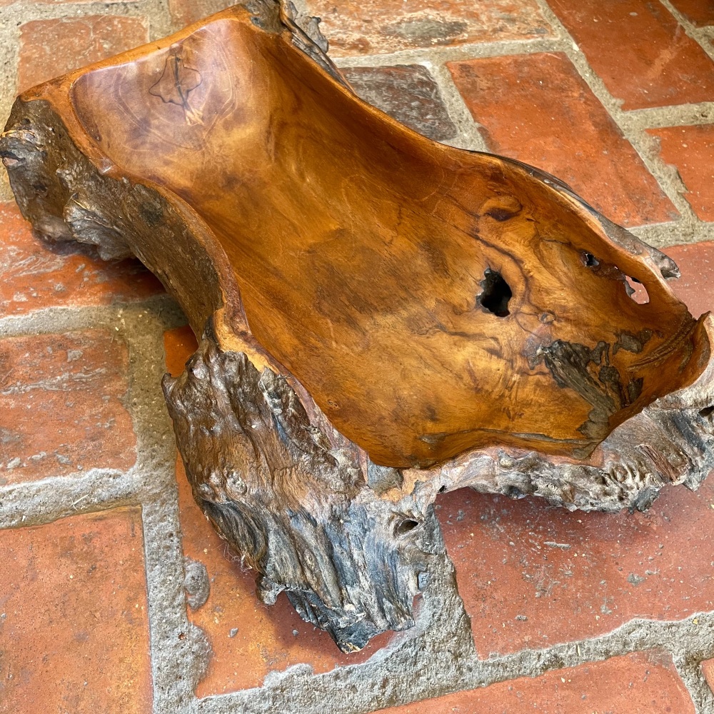 Rustic Hand Carved Wooden Bowl