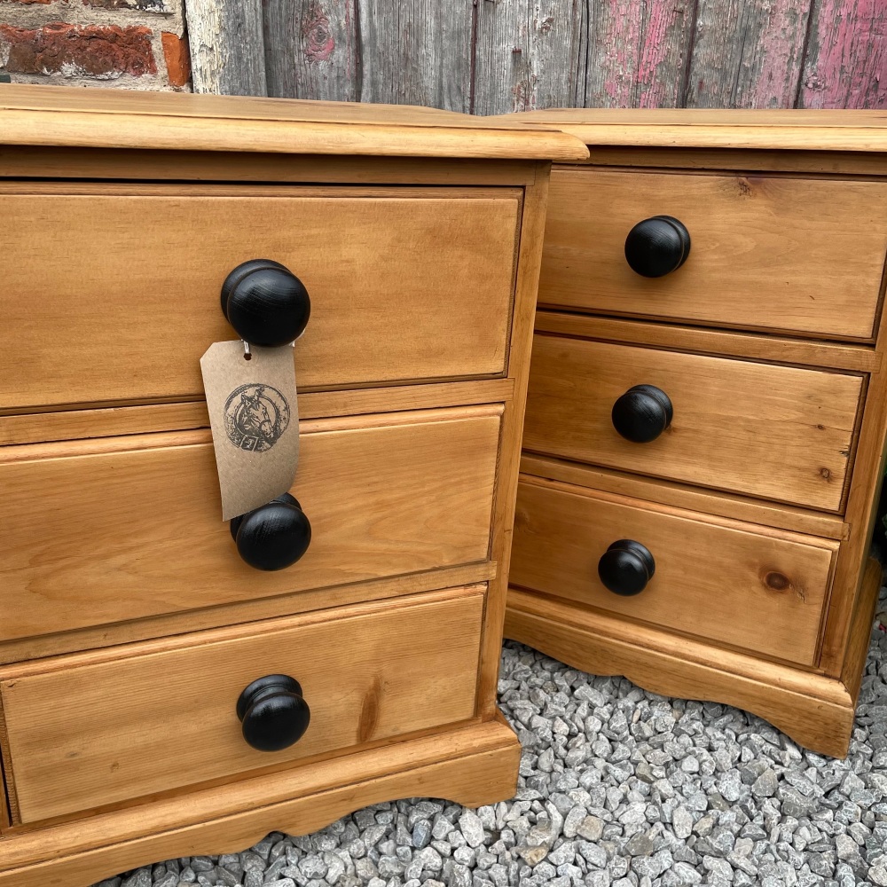 Pair of Rustic Pine Bedside Drawers
