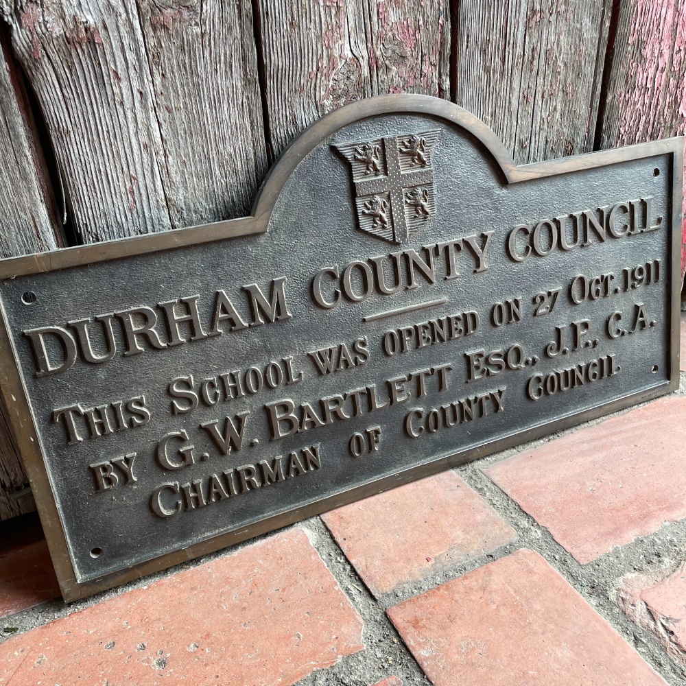 Cast Iron School Sign Dated 1911 Durham