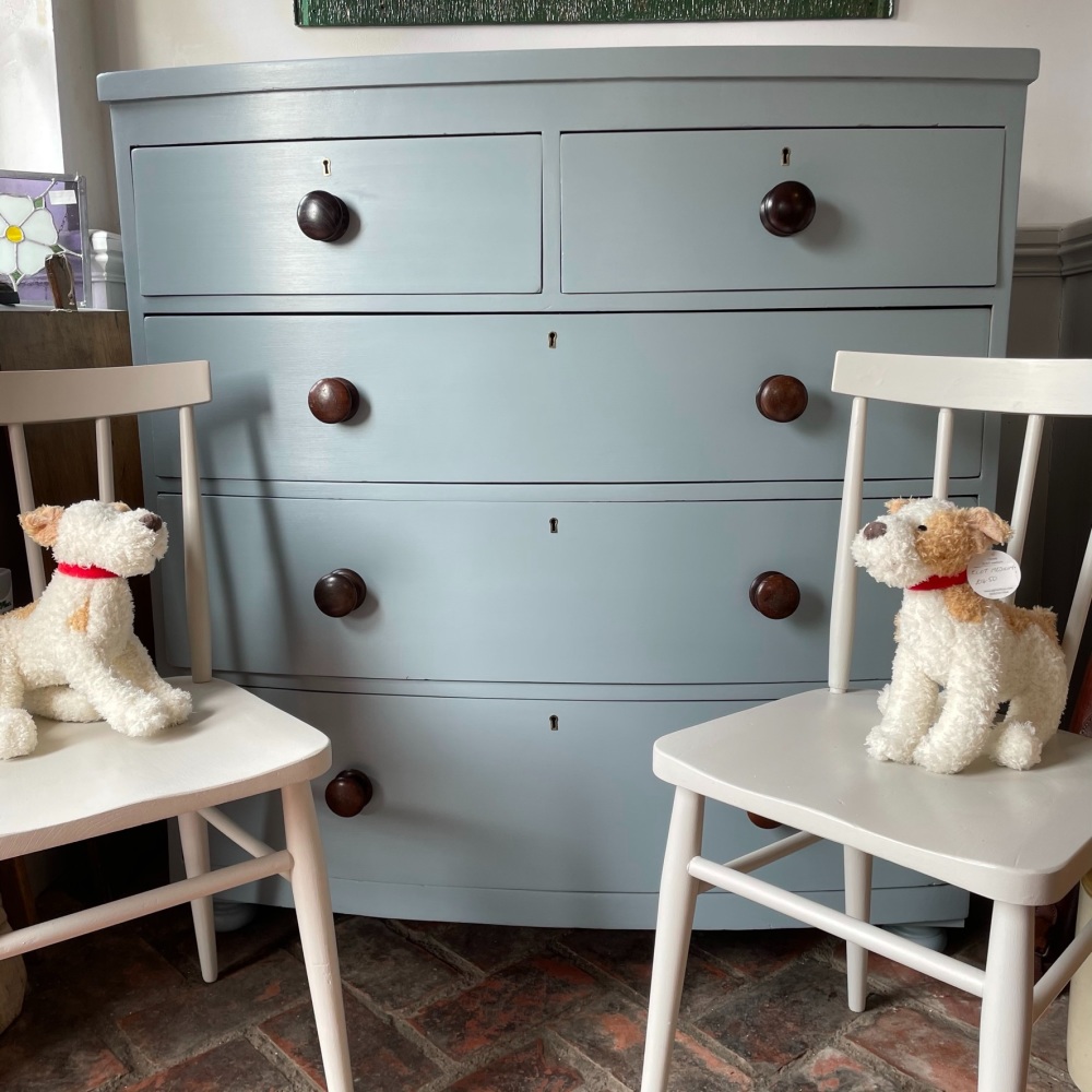 Antique Large Bow Fronted Painted Drawers