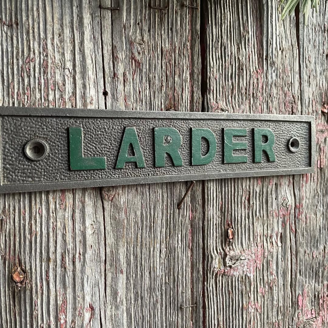 Vintage Cast Larder Sign