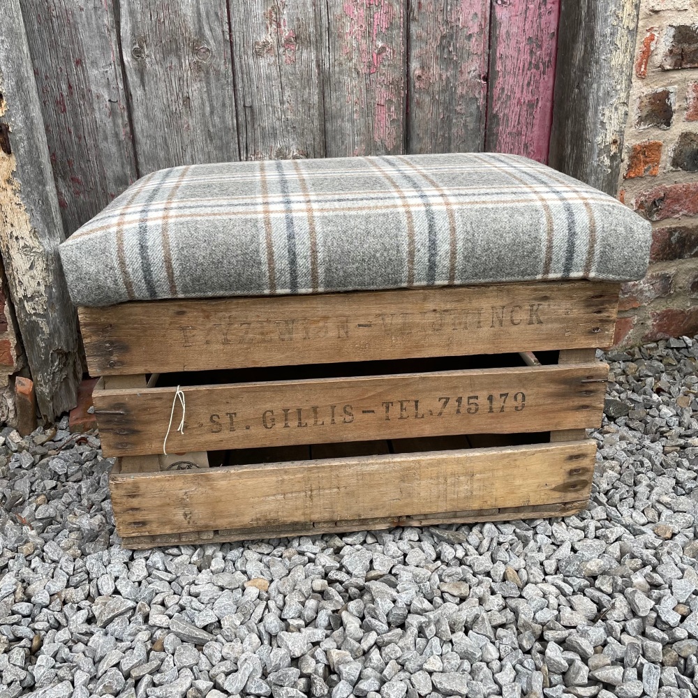 Vintage Crate with Removable Upholstered Top