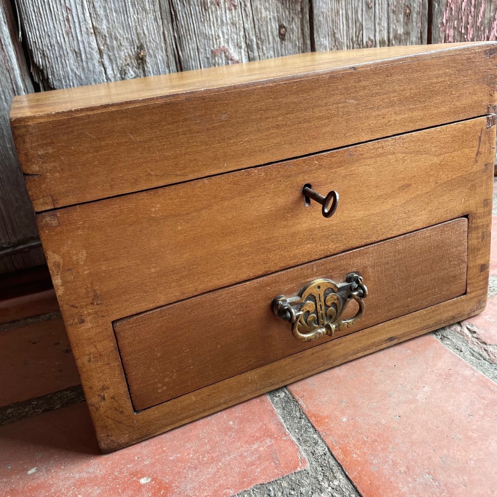 Vintage Wooden Box with Drawer