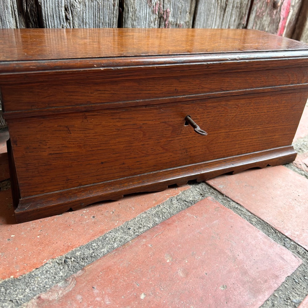Antique Oak Box with Working Lock