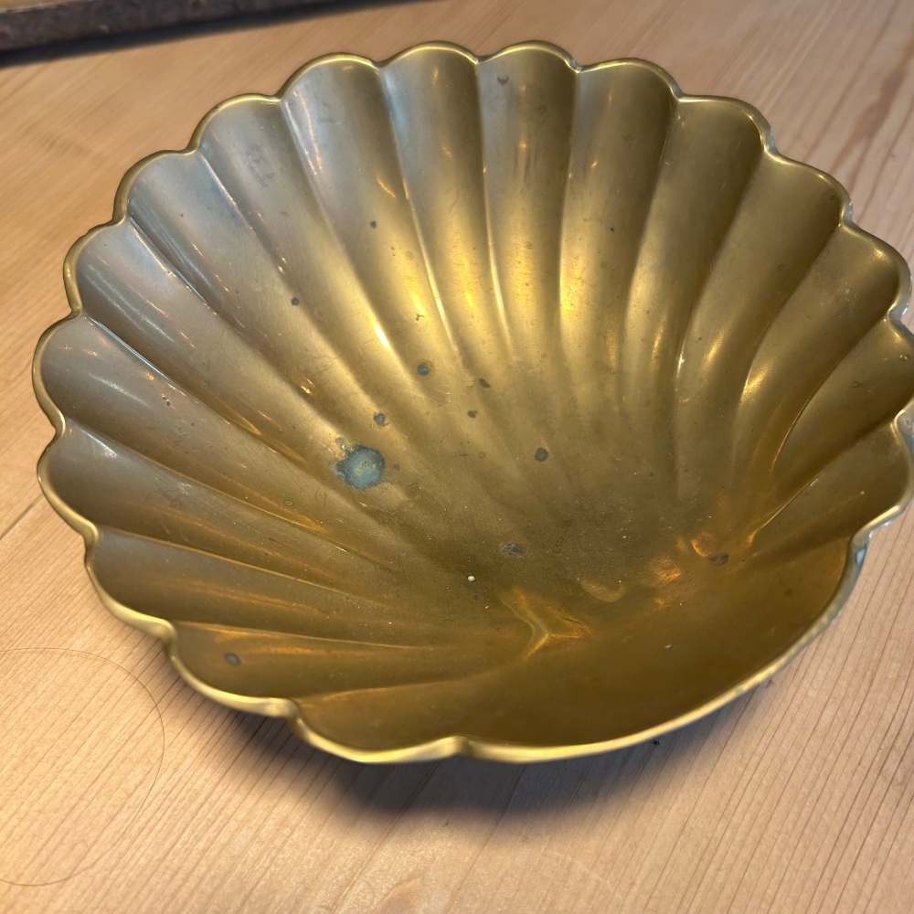 Vintage Brass Shell Trinket Dish
