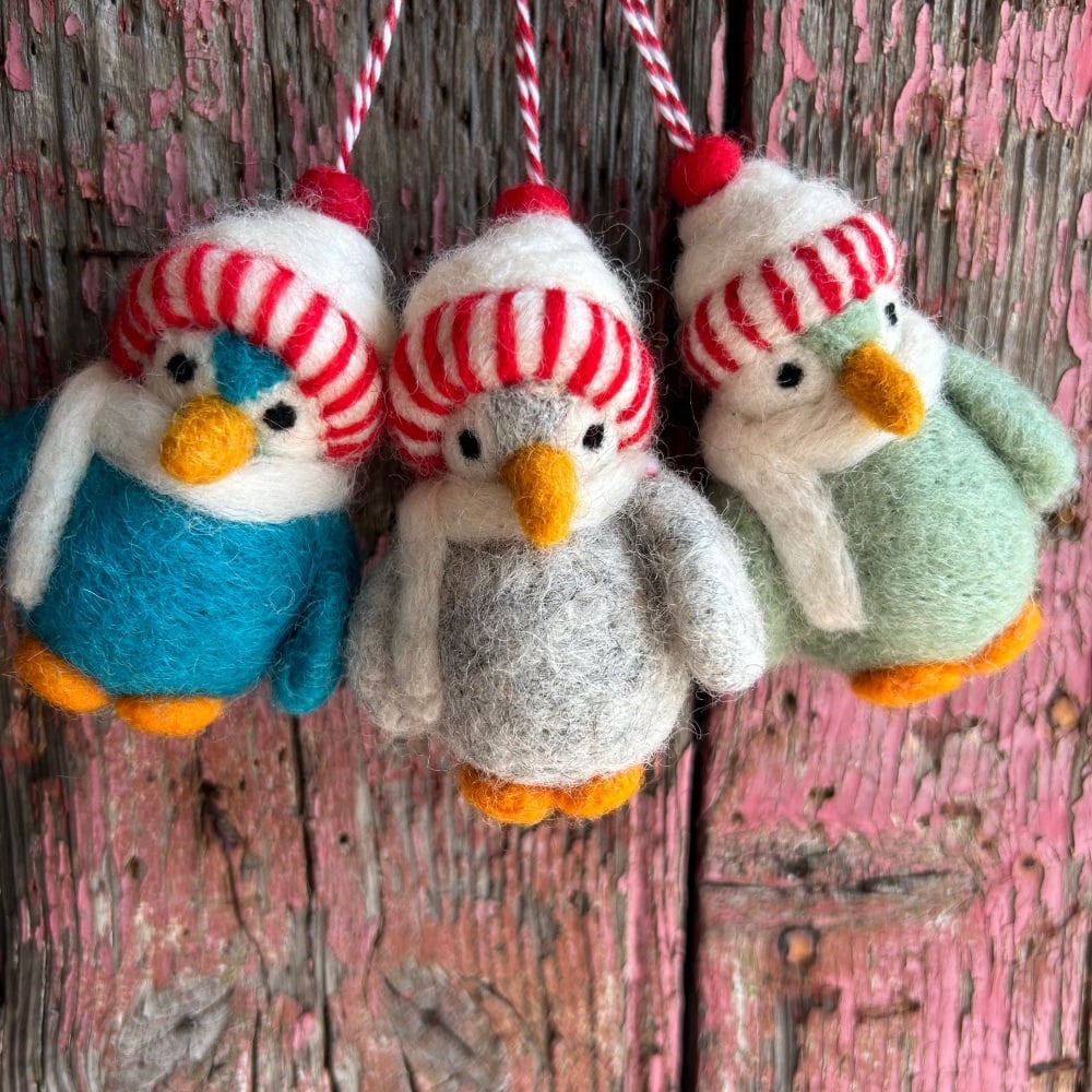 Fiona Walker England Felt Arctic Penguin Decorations