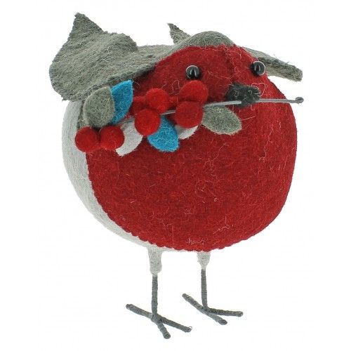 Fiona Walker England Giant Felt Robin with Sprig