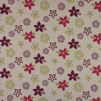 Funky Flowers - Purple - Soft Furnishings weight Fabric - priced per metre