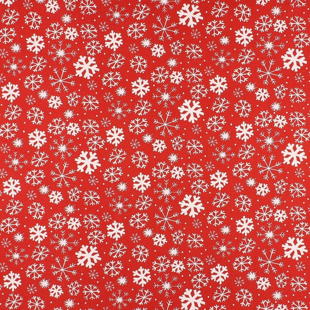 Christmas Snowy - Red - Soft Furnishings weight Fabric - priced per metre