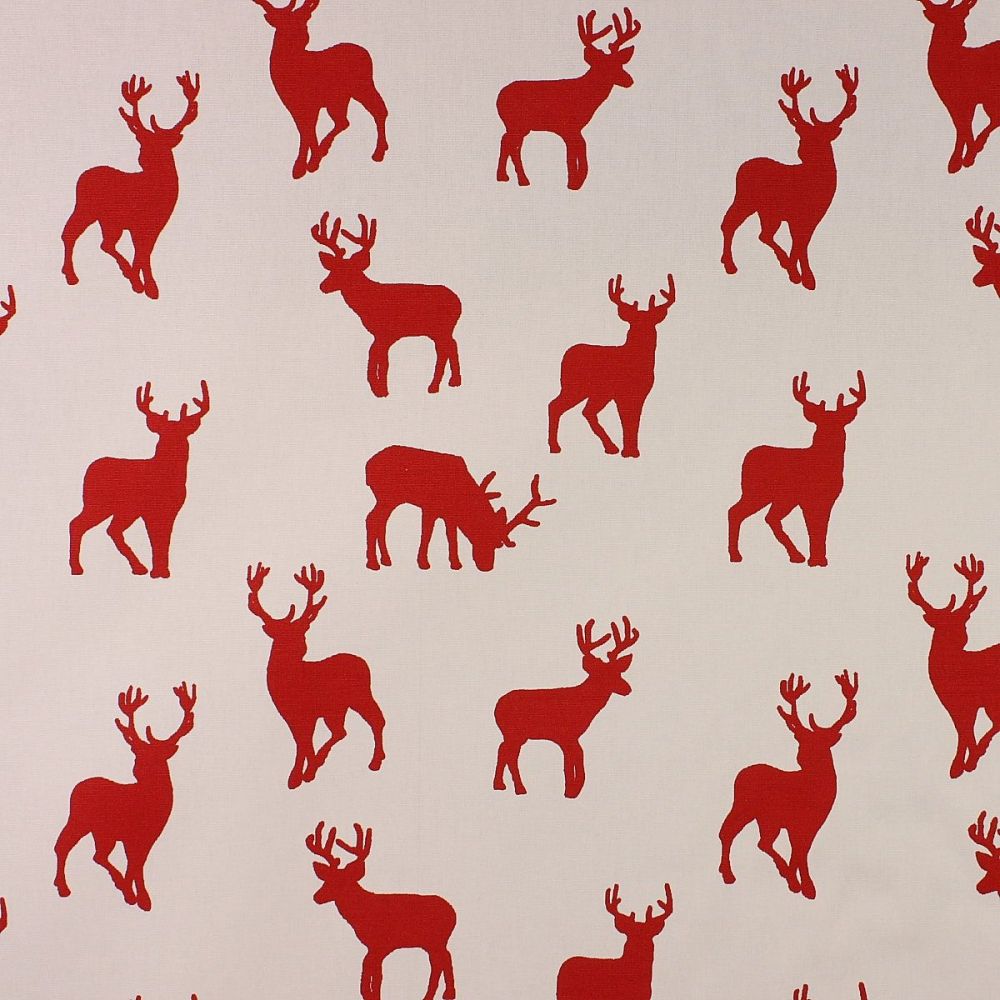 Christmas Stag Red - Soft Furnishings weight Fabric - priced per metre