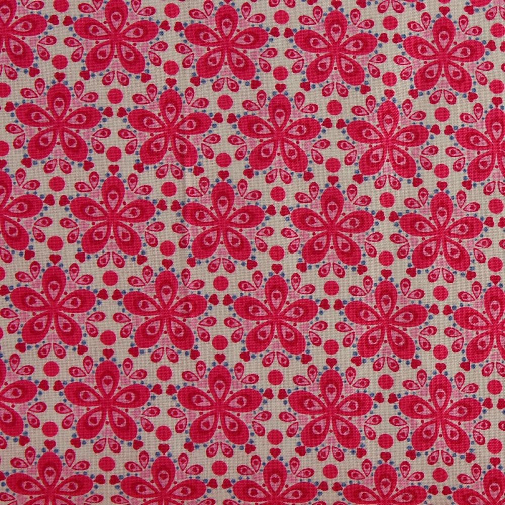 Julia - Star Flower - Cerise (150cm wide fabric) (£11pm)